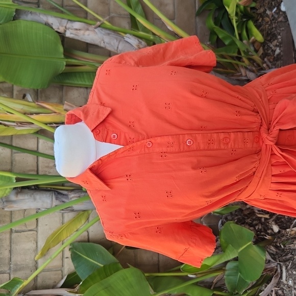 KATE SPADE Orange Eyelet Tie Waist Short Dress small - Picture 2 of 11